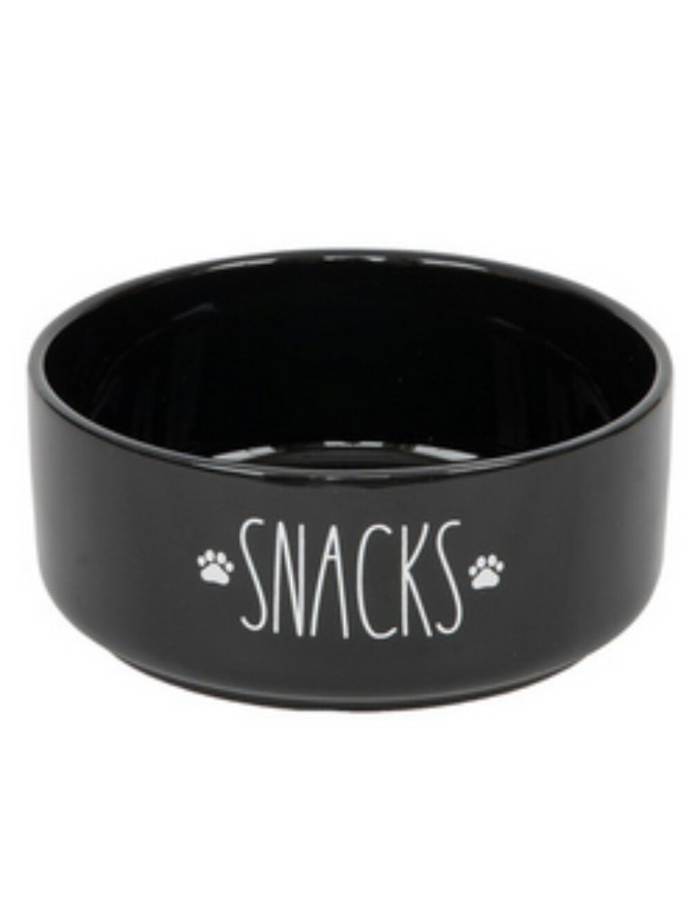 NWT ~ SportPet's Black Colored Paw Prints "Snacks" Medium Sized Dog Bowl